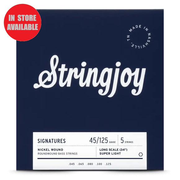 STRINGJOY Signatures Nickel Wound 5 String Long Scale Bass Strings Super Light Gauge 45-125