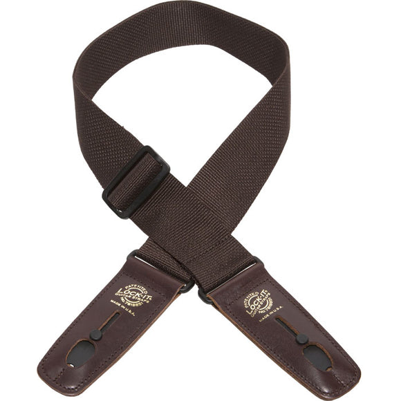 LOCK-IT Poly Pro Series Guitar Strap Brown