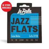 LA BELLA Jazz Flat Stainless Steel Flat Wound Electric Guitar Strings Custom Medium 12-52