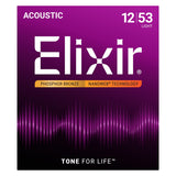 ELIXIR Acoustic Guitar Strings Phosphor Bronze with Nanoweb Coating Light 12-53