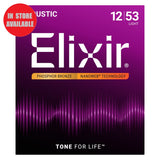 ELIXIR Acoustic Guitar Strings Phosphor Bronze with Nanoweb Coating Light 12-53
