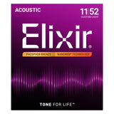 ELIXIR Acoustic Guitar Strings Phosphor Bronze with Nanoweb Coating Custom Light 11-52