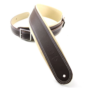 DSL 2.5" Rolled Edge Buckle Leather Strap Brown/Beige